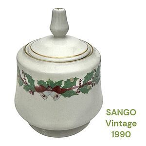 Sango Christmas Holly Sugar Bowl with Lid – Vintage Mid-Century Ceramic